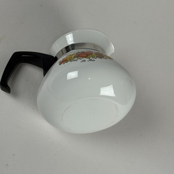 Vintage Corning Ware 6-Cup P-104 White Floral Enamel Coffee/Tea Pot With Lid & B - Picture 6 of 6